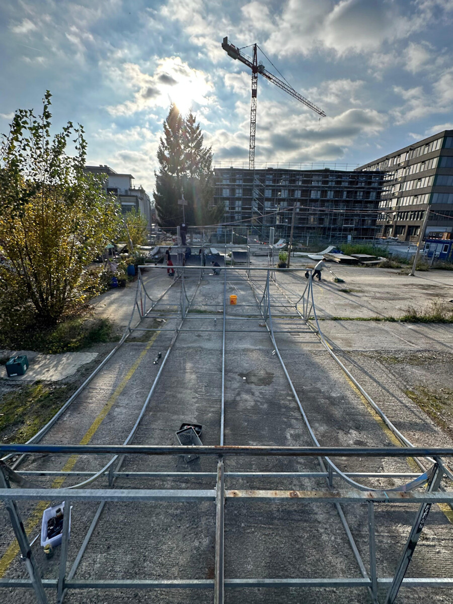 Das Grundgerüst der Spineramp in seiner vollen Pracht am neuen Standort auf dem Terrain Sud.